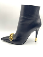 Tom Ford – Bottines Iconic Chain Cuir Noir 37,5 – profil extérieur, botte gauche