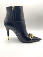 Tom Ford – Bottines Iconic Chain Cuir Noir 37,5 – profil intérieur avec zip, botte gauche