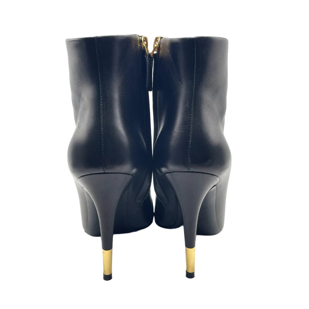 Tom Ford – Bottines Iconic Chain Cuir Noir 37,5 – vue de dos, talons aiguilles à embout doré