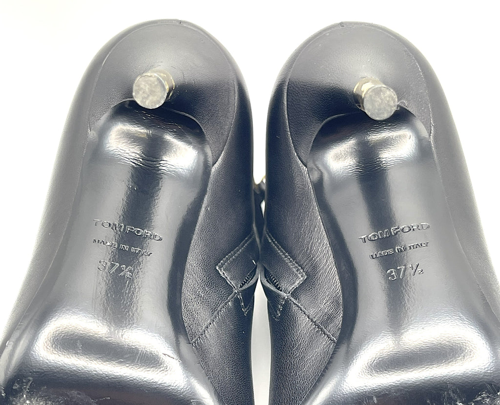 Tom Ford – Bottines Iconic Chain Cuir Noir 37,5 – marquage Tom Ford Made in Italy 37½ sous la semelle